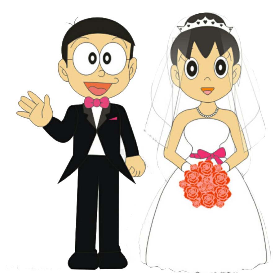 Hình ảnh nobita và shizuka đám cưới