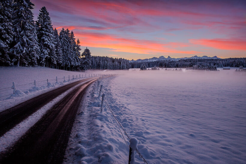 hình ảnh con đường tuyết mùa đông